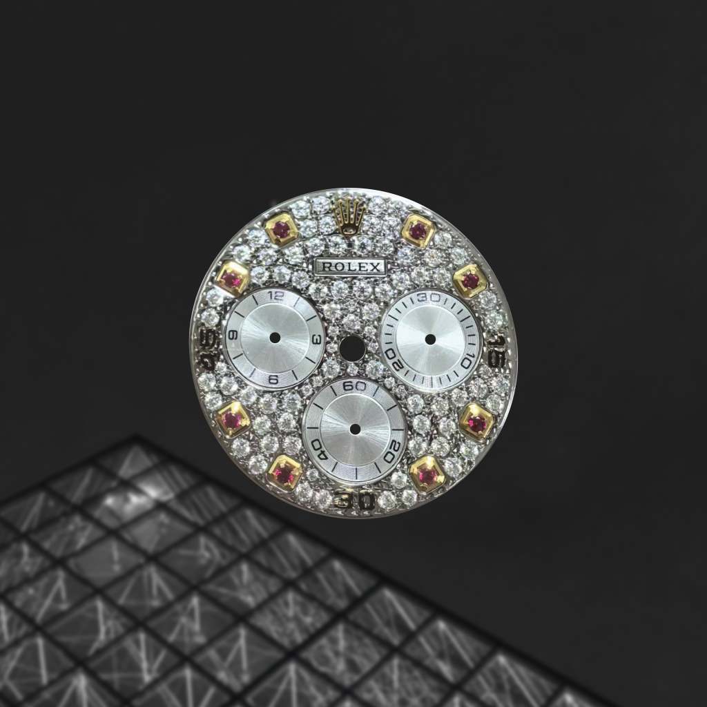 Custom Rolex Daytona 116588 Diamond Pave Dial with Ruby Numerals 40mm - Cal 4130
