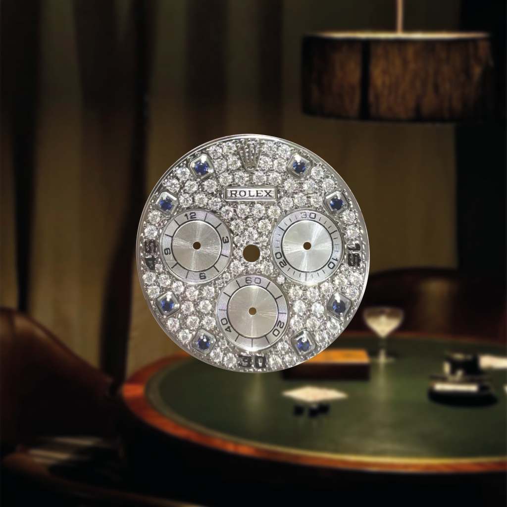 Custom Rolex Daytona 116589 Diamond Pave Dial with Blue Stone Numerals 40mm - Cal 4130