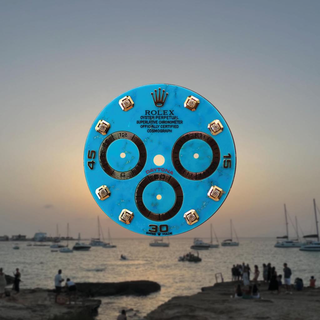 Custom Rolex Daytona 116508 Blue Turquoise Stone Dial with Diamonds 40mm - Cal 4130