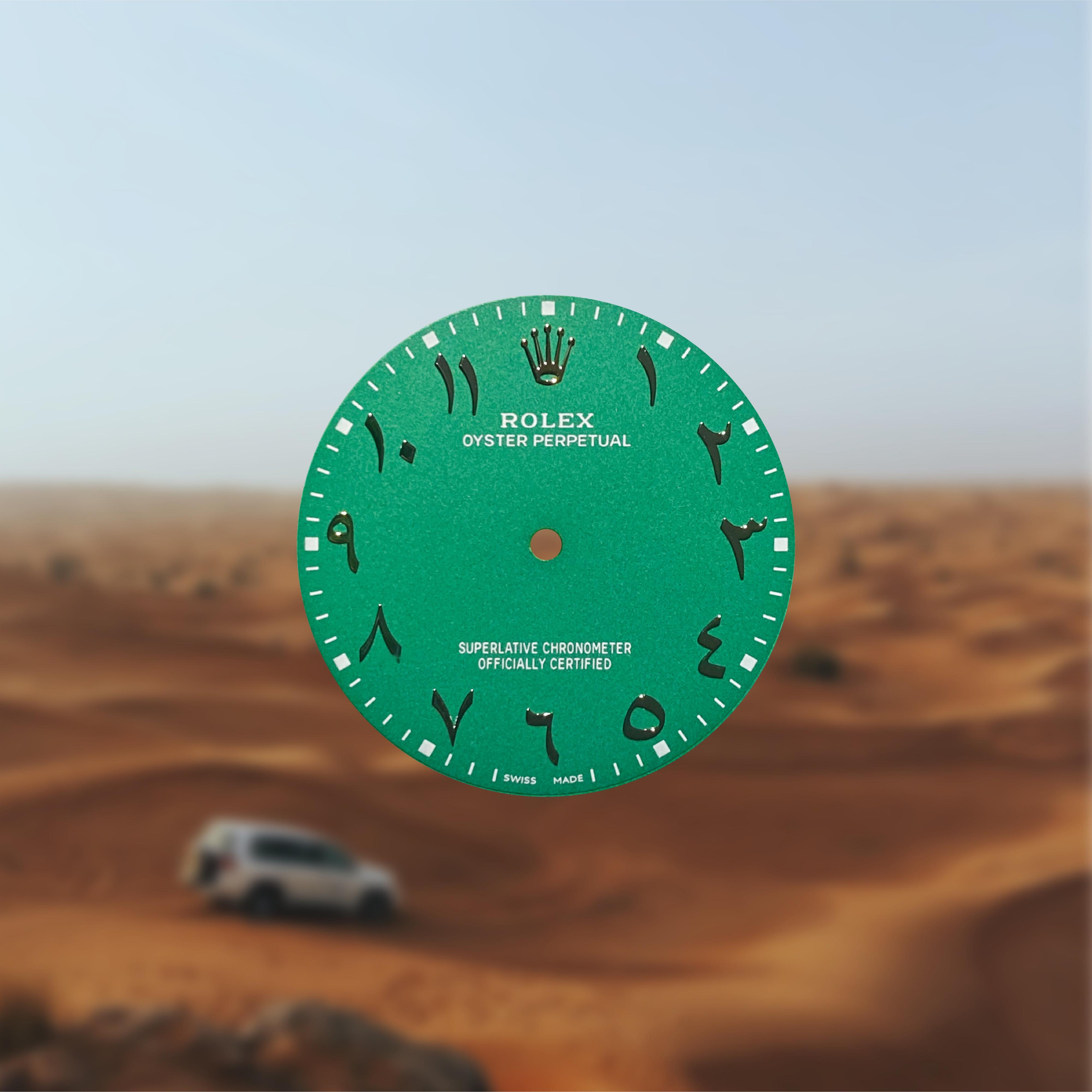 Custom Rolex Oyster Perpetual 124300 Green Hindu Dial 41mm - Cal 3230